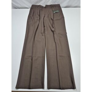Zanieri Dress Pants Mens 42x36 Brown Wool High Twist Pleated Straight Italy NWT